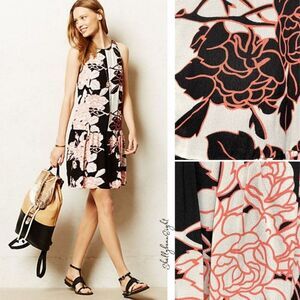 ANTHROPOLOGIE Maeve Photoflora Color Block Mixed Print Floral Dress 0 2 XS CuTE!